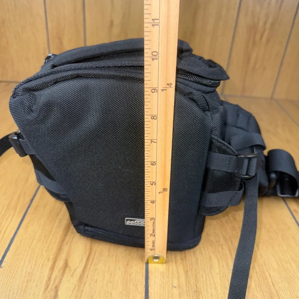 Cotton Camera Bag‎ Black Adjustable Strap Padded Compartment Organizer